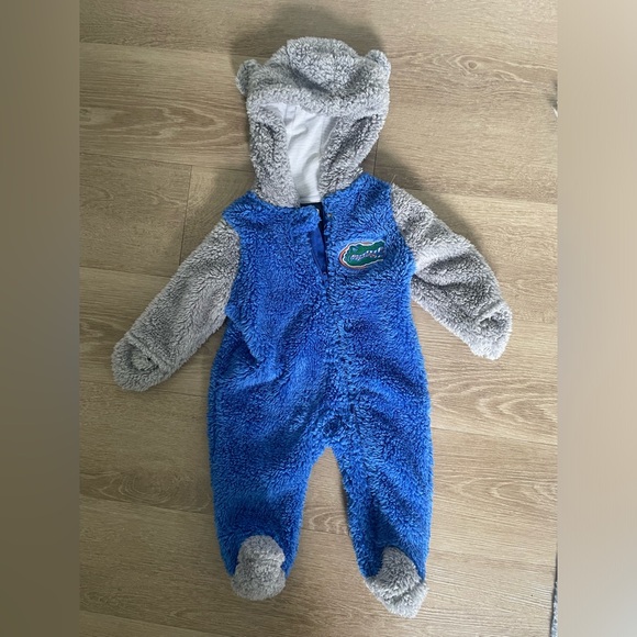 NWOT Florida Gators Game Nap Teddy Fleece Bunting Full-Zip Sleeper - Royal/Gray - Picture 2 of 6